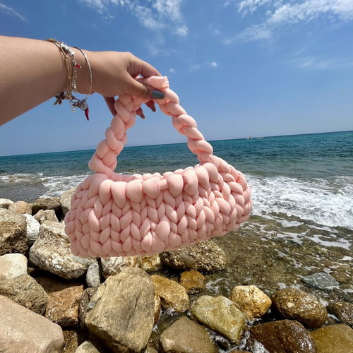 Marshmallow bag new, rose color, handmade and summer style