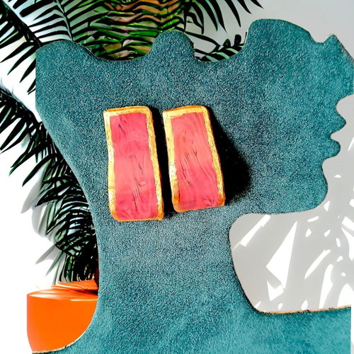 Handmade granite earrings from polymer clay new