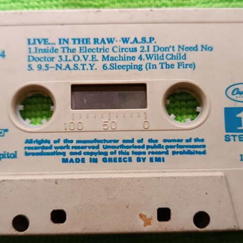 W.A.S.P. Live… In The Raw cassette used, Greek EMI edition