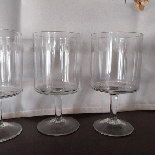 Set of 4 vintage liqueur glasses from the 70s, glass with stem