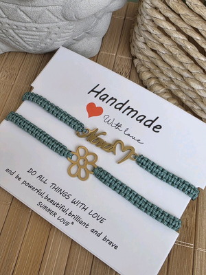 Σετ βραχιολάκια macrame σαν καινούργιο, ατσάλι, χρυσαφί στοιχεία