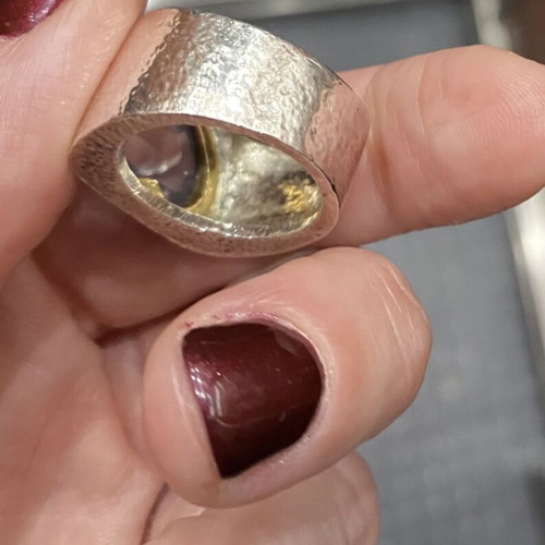 Zolotas Aquamarine Ring silver 925 & gold 24k, like new, size 54