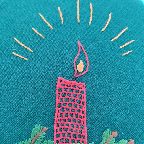 Christmas tablecloth like new with handmade embroidery 125x95 cm