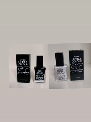 Avon Ultra Colour nail polishes 2 pieces new, black and white