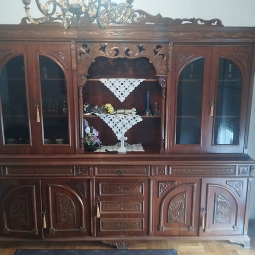 Classic dining buffet used with carvings and glass display cabinet