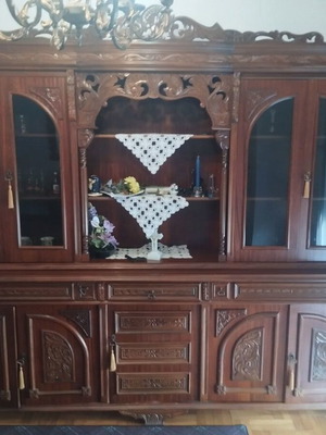 Classic dining buffet used with carvings and glass display cabinet