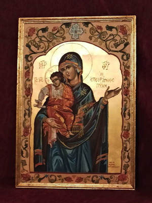Nora Iordanidou icon painting like new with frame