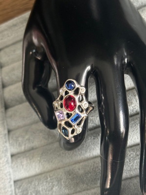 Silver ring with Swarovski crystals Jenavi new, multicolor