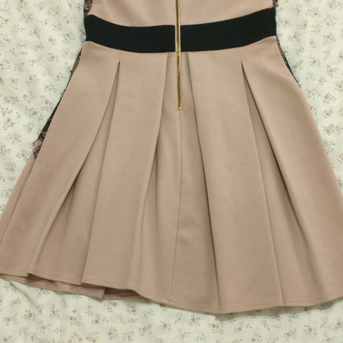 Mini dress nude with lace and pleated skirt like new