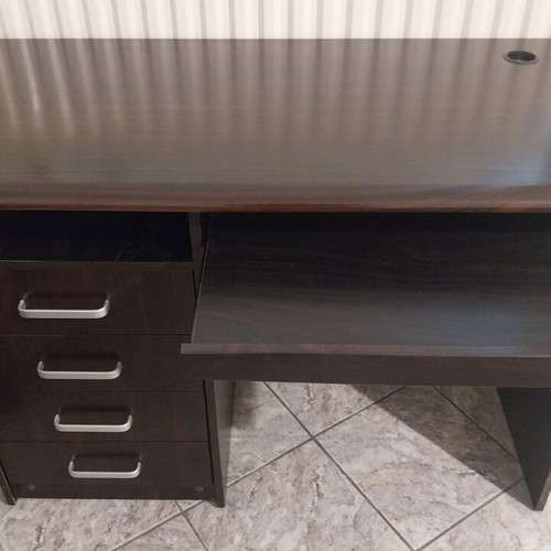 Computer desk used with drawers dark brown, sturdy and practical