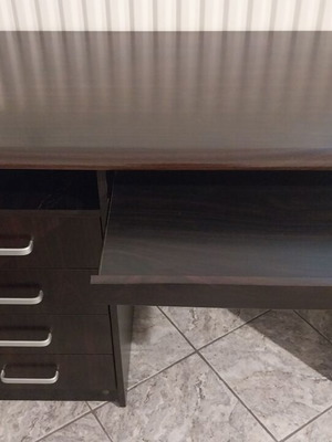 Computer desk used with drawers dark brown, sturdy and practical