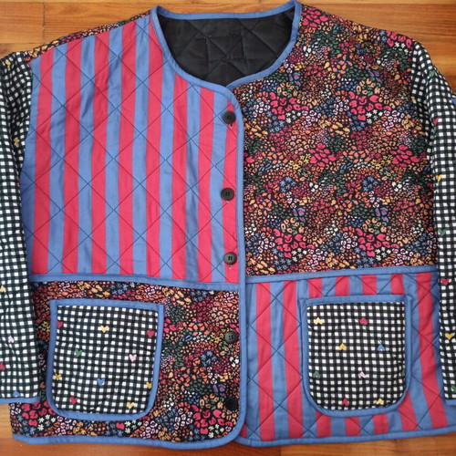 Patchwork quilted jacket colorful new one size