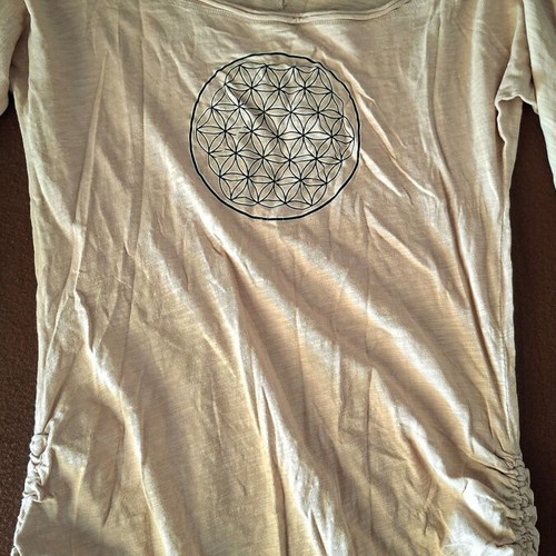 Omnitom Yoga Wear linen blouse, size Small, beige