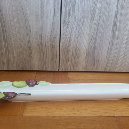 Ceramic serving platter for olives with painted olives, 45 cm
