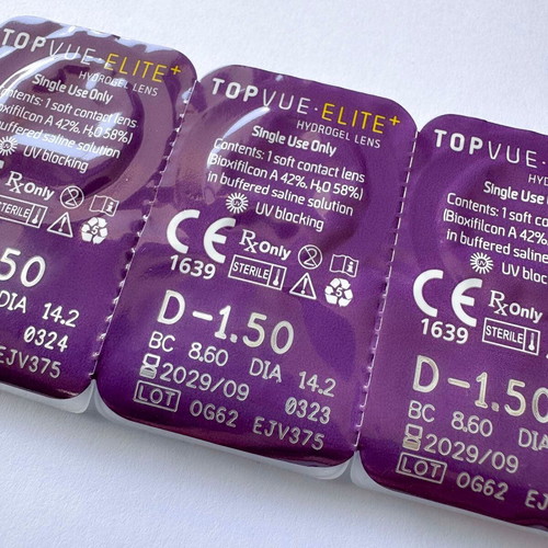 Ημερήσιοι φακοί επαφής μυωπίας TopVue Elite+ 4 ζευγάρια -1.50 καινούργιοι