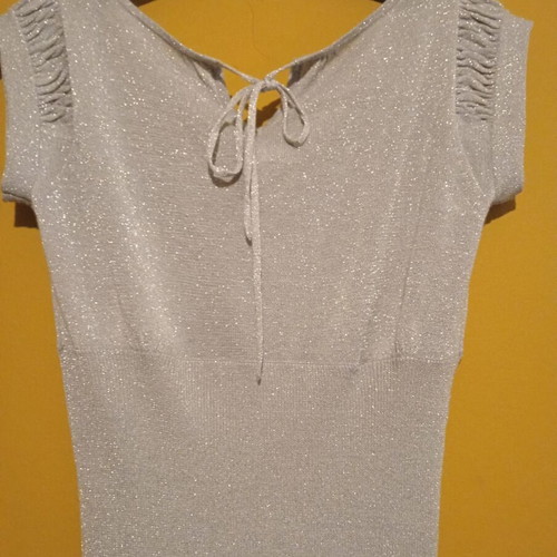 Naf Naf silver lurex viscose top new, size S