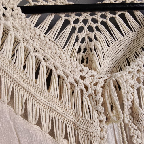 Boho kimono beach cover-up with crochet details, like new, beige