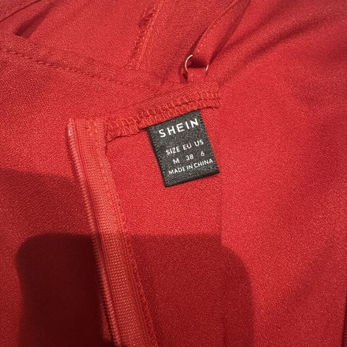 Shein red mini fitted dress with slit, size M
