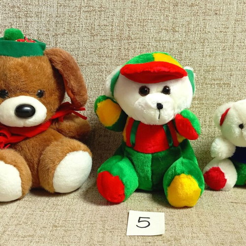 Stuffed animal dolls new, pack of 3, 1990s vintage dog and bears