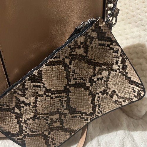 Zara crossbody bag like new with integrated snake print wallet beige