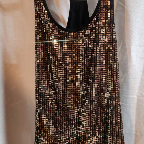 Sleeveless top used with gold sequins, size S