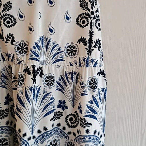 H&M Linen Summer Dress Like New, White and Blue
