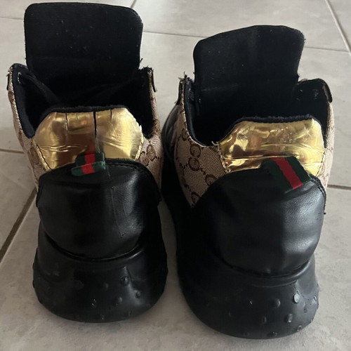 Sneakers women's used, size 40, black and beige, athletic
