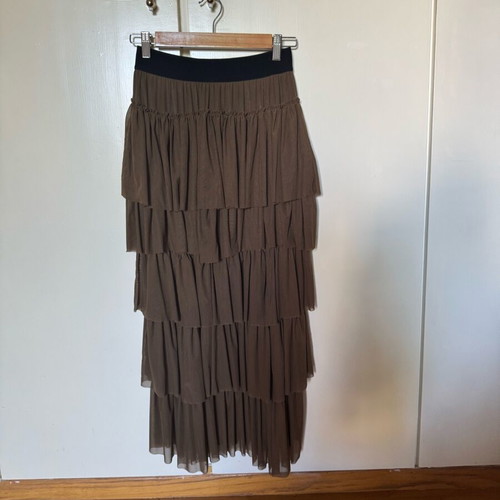 Skirt long with ruffles like new, brown, NU Denmark