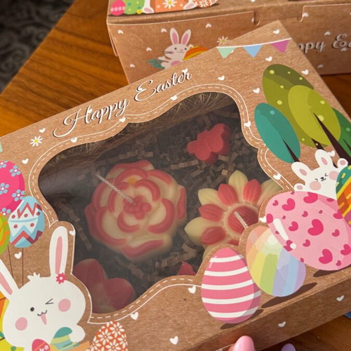 Πασχαλινό box με λουλουδένια κεριά και wax melts, καινούργιο