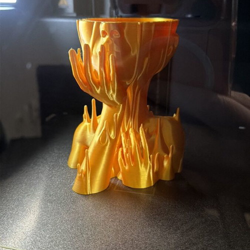 Golden Melt Face 3D Printed Art Planter New
