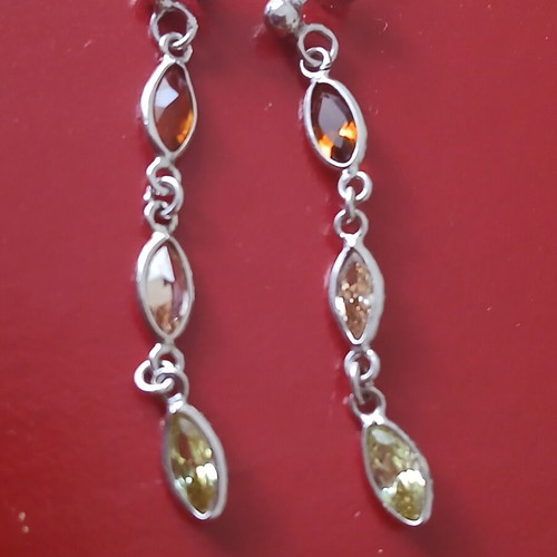 Silver 925 earrings with semi-precious stones, like new, 3.5 cm