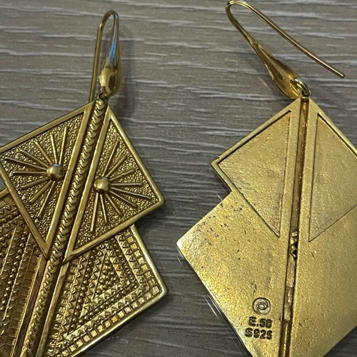 Silver 925 gold-plated earrings used, 6.5 centimeters