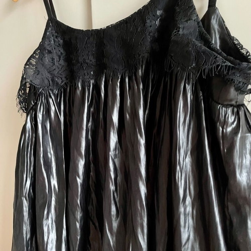 Milla lingerie top new, black satin with lace and straps