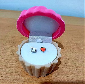 Παιδικά σκουλαρίκια ασημένια κουνελάκι-καροτάκι σε συσκευασία δώρου