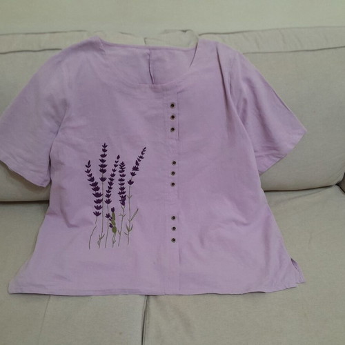 Comfortable women's cotton blouse, 4XL, purple