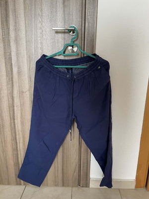 Massimo Dutti Unisex Chino Pants with Elastic Waist and Drawstring like new, Navy Blue