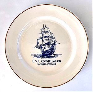 Πιάτο Πορσελάνης U.S.F. CONSTELLATION Porcelain Plate - Vintage 1970