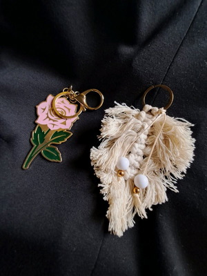 Keychains new, rose and macrame