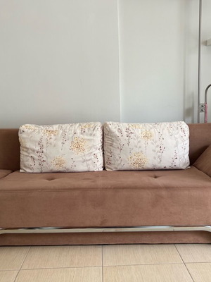 Sofa used with free cushions, dimensions 212x144cm