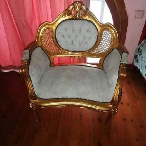 Gold antique living room set with sofa and two chairs