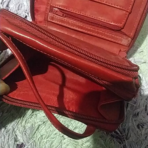 Bag set with wallet used, burgundy