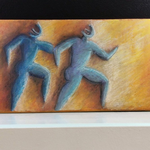 Painting new with ancient athletes on canvas