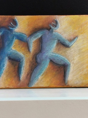 Painting new with ancient athletes on canvas