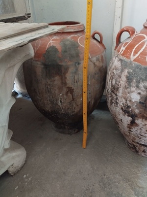 Two large clay jars, approx. 60 cm height