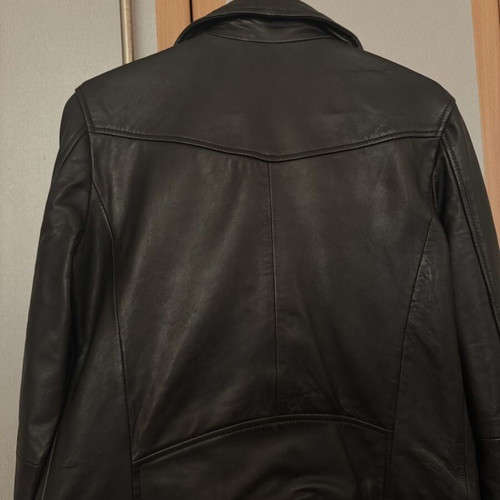 Mango leather biker jacket, black, size S