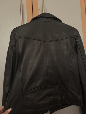 Mango leather biker jacket, black, size S