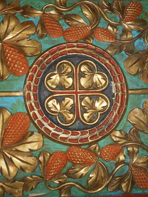 Woodcarving ecclesiastical used with excellent composition and colors 52x45 cm