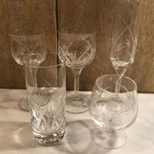 Cristalleria di Firenze crystal glasses used, set of 36, Gemini series