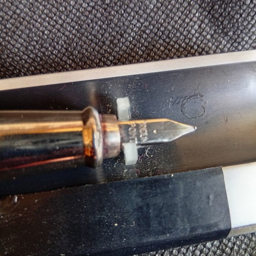 Parafernalia pen used, metal chrome finish, 1980s design