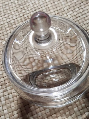 Glass jar with lid used, ideal for candies and decorative stones